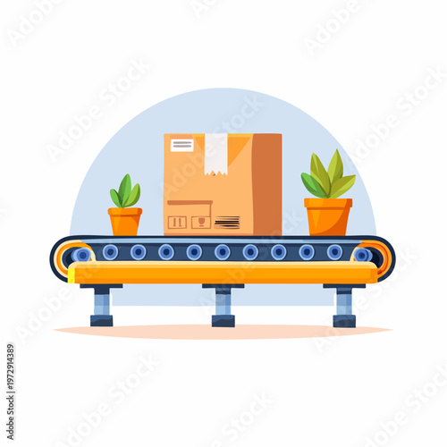 ローラーコンベアのイラスト・物流倉庫・工場