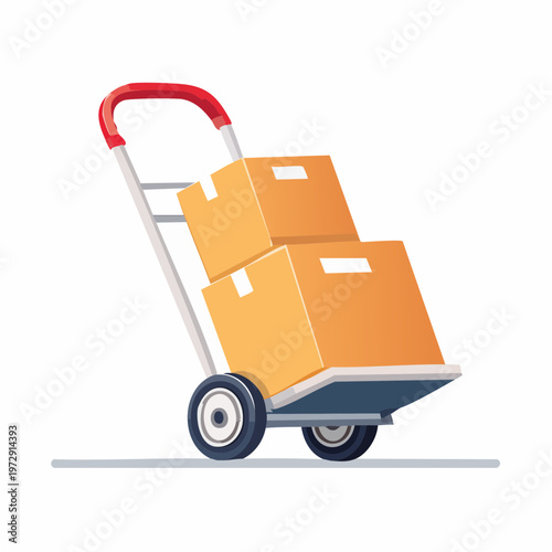 手押し台車のイラスト・物流運搬