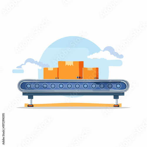 ローラーコンベアのイラスト・物流倉庫・工場