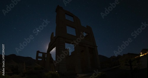 Rhyolite Ghost Town Abandoned Building Night Sky Death Valley