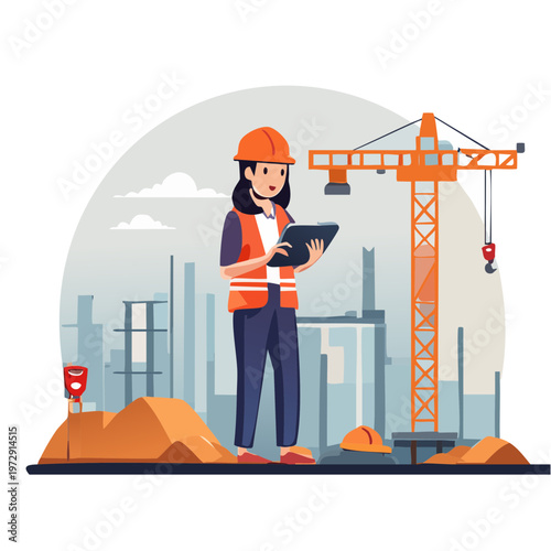 建設現場で働く日本人作業員のイラスト