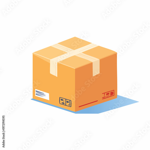 テープで封をした段ボール箱のイラスト・発送準備