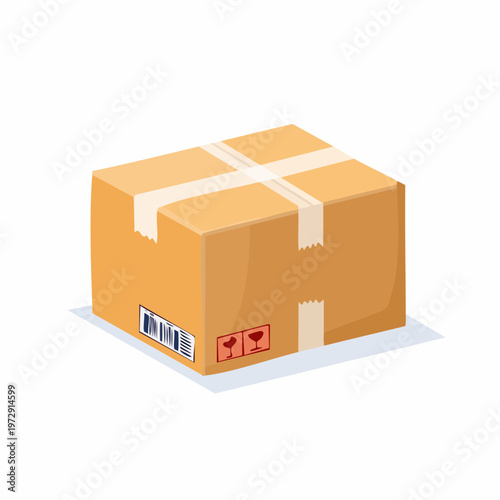 テープで封をした段ボール箱のイラスト・発送準備