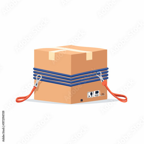 PPバンドで梱包された段ボール箱のイラスト