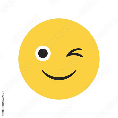 Vector emoji with a winking eye and tongue out , Crazy funny emoticon for digital communication and stickers 