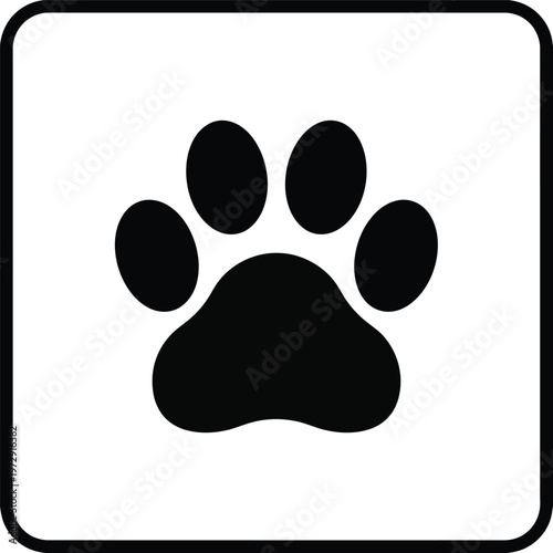 Dog or cat paw print flat icon for animal apps and websites