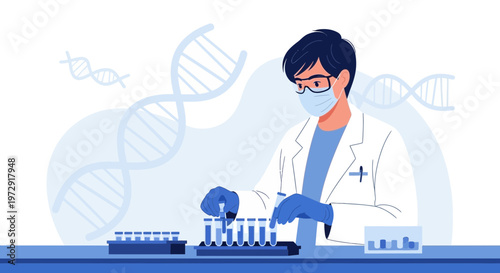 Scientist working with DNA samples in a laboratory, genetic research, biotechnology