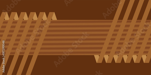 Abstract technological template with a weaving ribbon motif and horizontal lines, suitable for rustic business brochures and digital design.