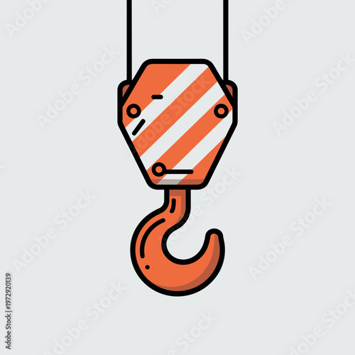 Industrial Crane Hook with Safety Stripes Construction Icon