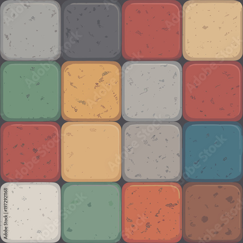 Colorful Square Paving Tile Texture Seamless Vector Pattern