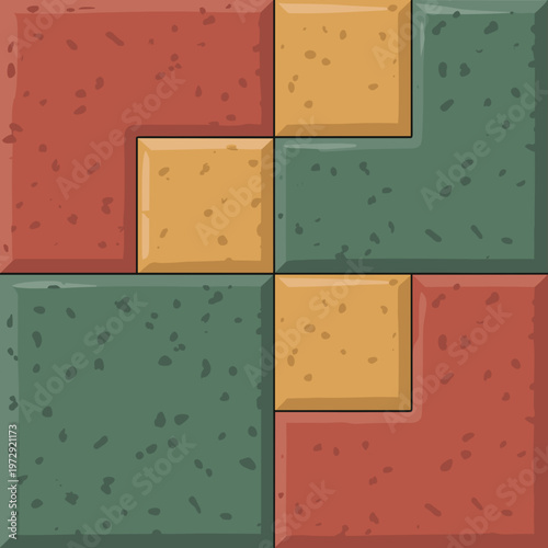 Interlocking L-Shaped Paving Stones Pattern Vector Illustration