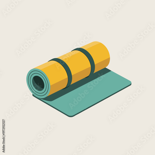 Rolled yoga mat for fitness and pilates exercise