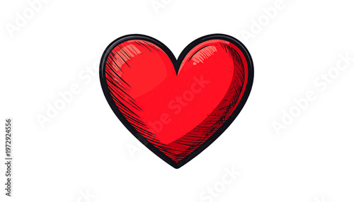 Red heart symbol with glossy finish shown as love and affection icon in simple illustration style vector