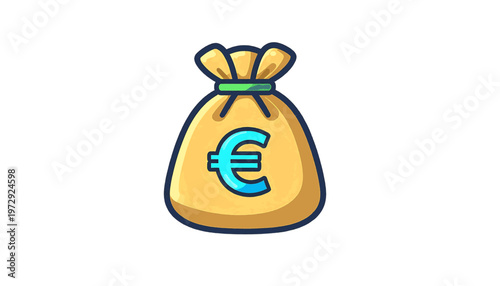 Money bag with euro symbol presented as finance and savings concept illustration vector