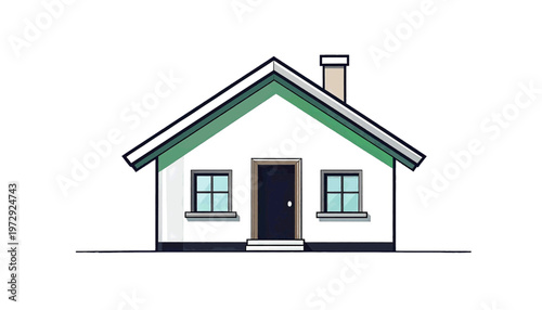 Small house with chimney shown as residential home icon in minimal illustration style vector