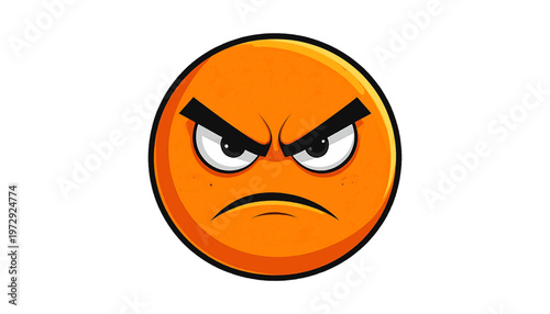 Angry emoji face with intense expression displayed as emotion reaction icon in illustration style vector