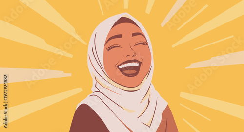 Smiling woman wearing a hijab illustration.