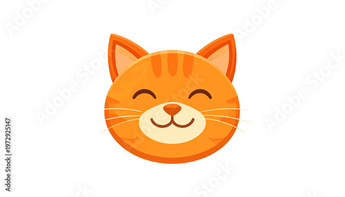 Cute orange cat face with closed eyes displayed as friendly animal illustration in simple style vector