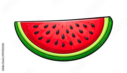 Slice of watermelon displayed as fresh fruit food ingredient in minimal illustration style vector