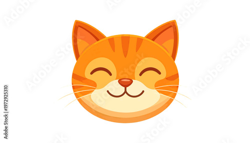 Cute smiling cat face displayed as friendly pet animal illustration in simple style vector