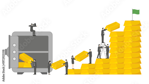 Leadership Guidance for All In Gold Bullion Investment Goal During Economic Downturn with Team Moving Assets from Secure Safe Vault for Future Profit