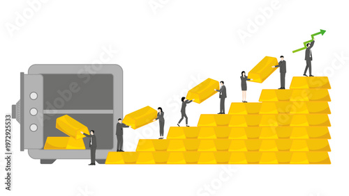 Professional Business Team Transferring Heavy Gold Bullion Bars from Secure Vault for Strategic All In Investment Move to Secure Wealth and Profit in Market Crisis