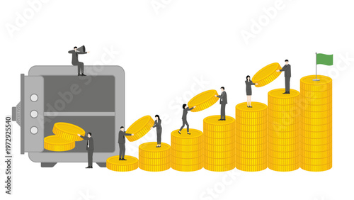 Business Leader Directing Team to Transport Large Gold Coins from Vault for Bold All In Investment Strategy and Asset Growth During Bear Market Opportunity