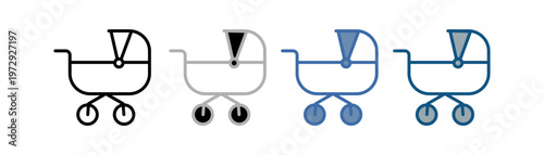 
carriage icon set multiple style collection with baby carriage design