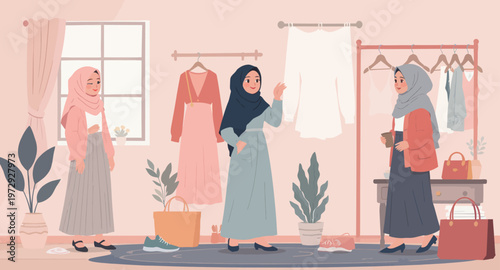 Women shopping in a clothing store.