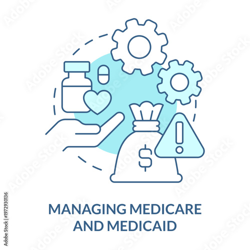 Healthcare Strategy Visuals: A stylized illustration depicting a range of healthcare concepts, including medication, finances, and important considerations.