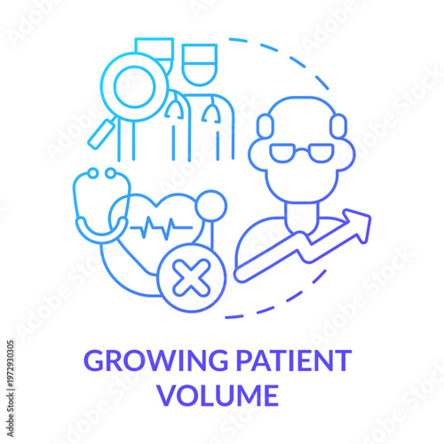 Growing Patient Volume: Illustrating growth, health, and medical progress through icon representation of patient volume. Focusing on healthcare analytics and expanding patient numbers