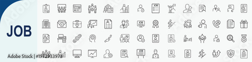 Job and Recruitment Line Icon Set for Human Resources Concept