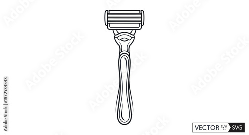 Clean Line Art Drawing of a Modern Razor for Shaving