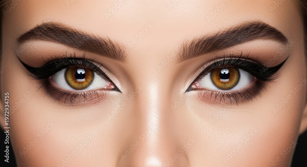 Obraz premium Woman with brown eyes and makeup.