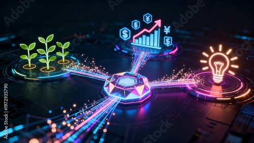 Digital transformation for business growth with innovation and financial success concept