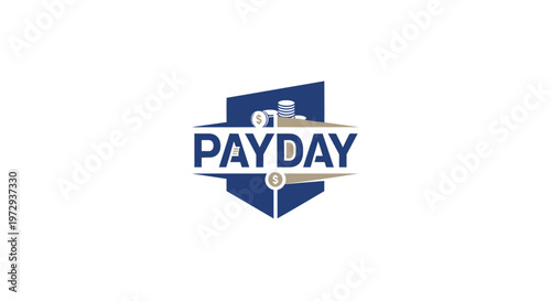 The Payday logo features the word 'PAYDAY' in bold, white, sans-serif capital letters against a dark blue background, with stylized gold coins and a shield emblem.