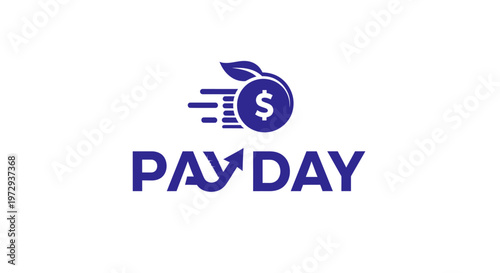 Pay Day logo featuring a coin with a dollar sign and a leaf, symbolizing financial growth and speed.