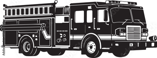 Black and white traced fire truck vehicle emergency