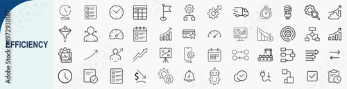 Efficiency Icons: A comprehensive array of minimalist icons, illustrating key concepts related to efficiency, productivity, and time management, perfect for any project.