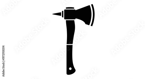 Firefighter Axe Silhouette Icon, Safety Equipment, Emergency Tool