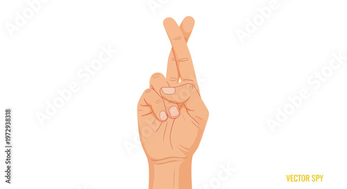 Fingers crossed gesture for good luck and hope, white background, isolated hand