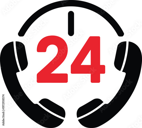 24 hours customer service icon, vector illustration