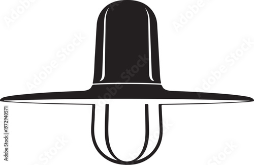 Black cowboy hat with chin strap black and white
