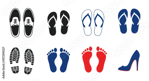 Collection of Footwear and Footprints Icons