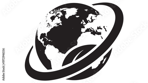 A 3d vector illustration of a global earth globe icon featuring world map continents for international travel and business concepts.