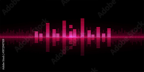 Modern sound wave vector illustration with a digital audio equalizer waveform and music technology graph line for business finance market chart recording