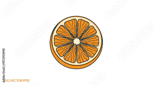 Fresh Orange Slice Illustration, Citrus Fruit Section, Healthy Food Graphic