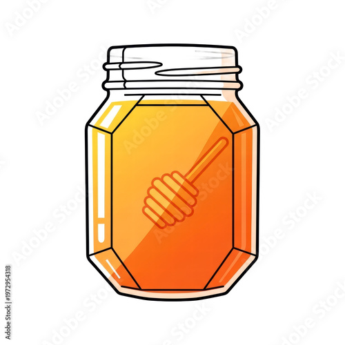 Honey jar with dipper illustration