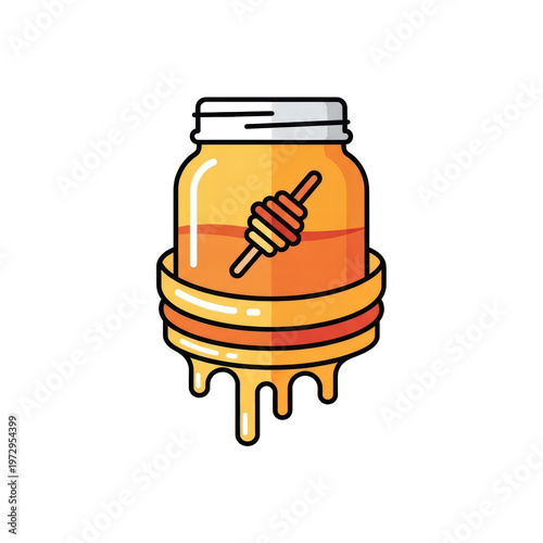 Honey Jar Emblem with Dripping Honey