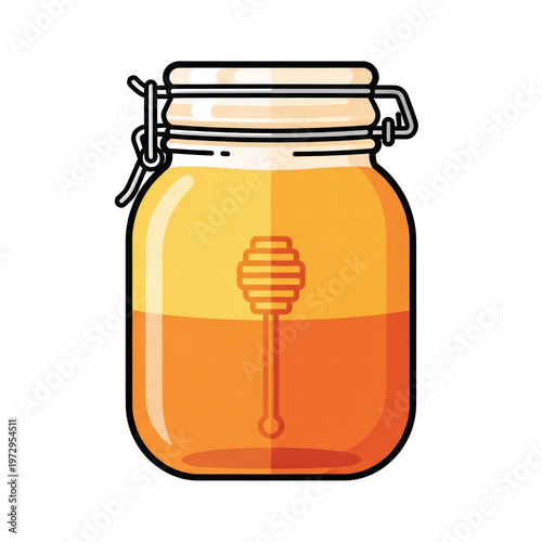 Honey jar with dipper illustration